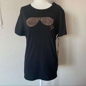 Karl Lagerfield studded sunglasses t shirt NWT